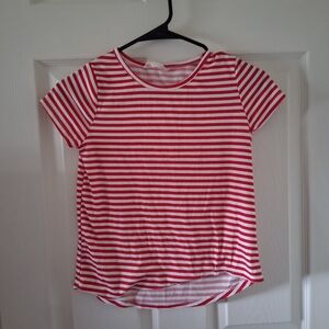 Girls' Red & White Striped Short Sleeve Tee